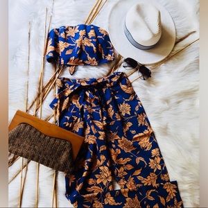 KATIE-Cobalt Blue and Peach/Blush Two-piece Set